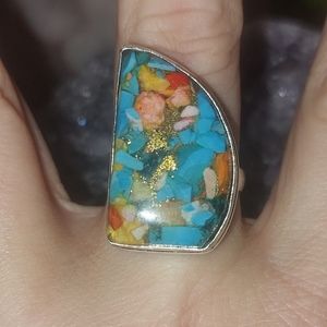 Spiny Oyster Turquoise Size 7.5 Ring. Beautiful!